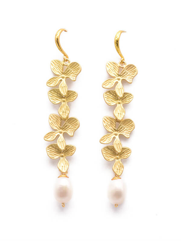 Vintage Botanical Carved Pearl Earrings-CALLISTARI