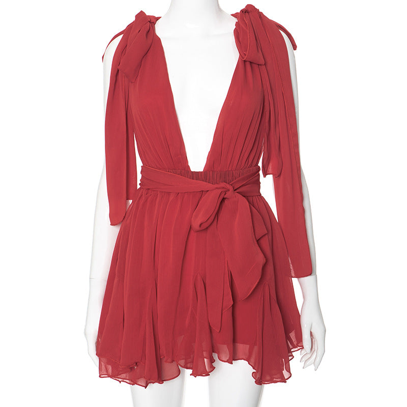 Alanna Deep V-Neck Sleeveless Mini Dress-CALLISTARI