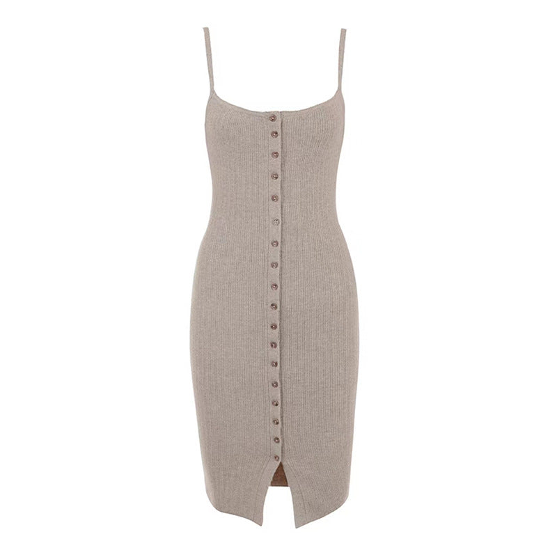 Beige Cashmere Knit Midi Dress-CALLISTARI