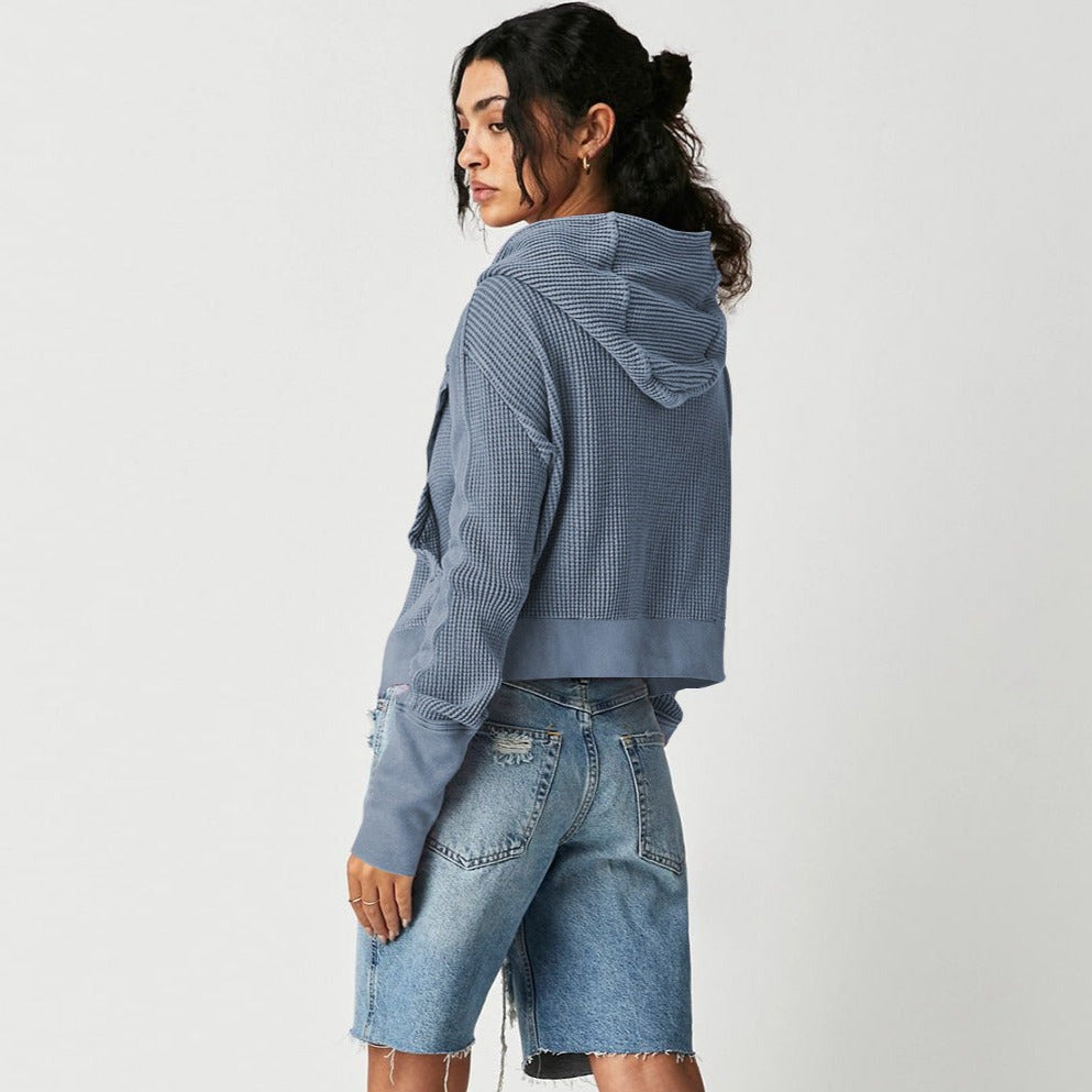 Casual Long Sleeve Zipper Hooded Sweatshirt-CALLISTARI