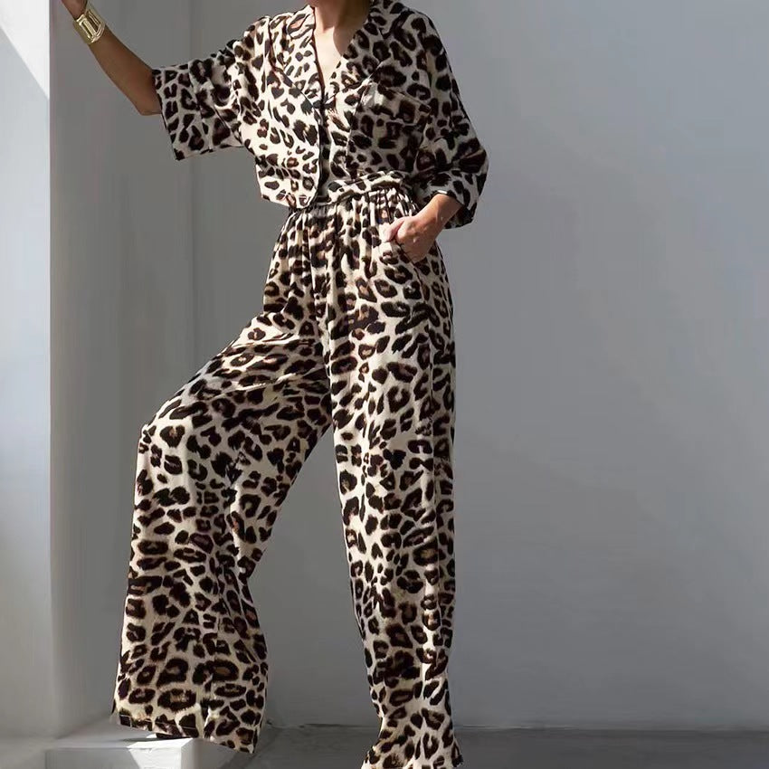 Leopard Print Top And Pants Set-CALLISTARI
