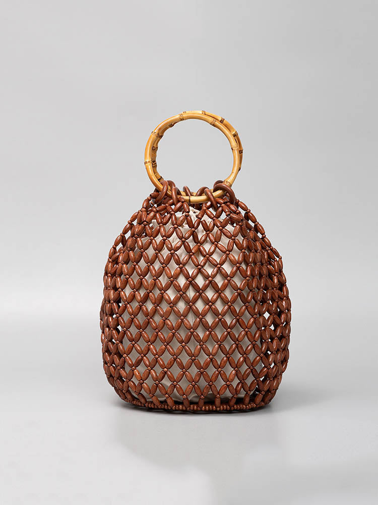 Handcrafted Wooden Bead Barrel Bag-CALLISTARI