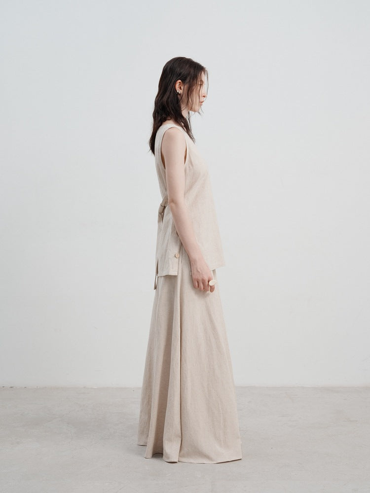 Casual Cotton-Linen Loose Sleeveless Tank-CALLISTARI