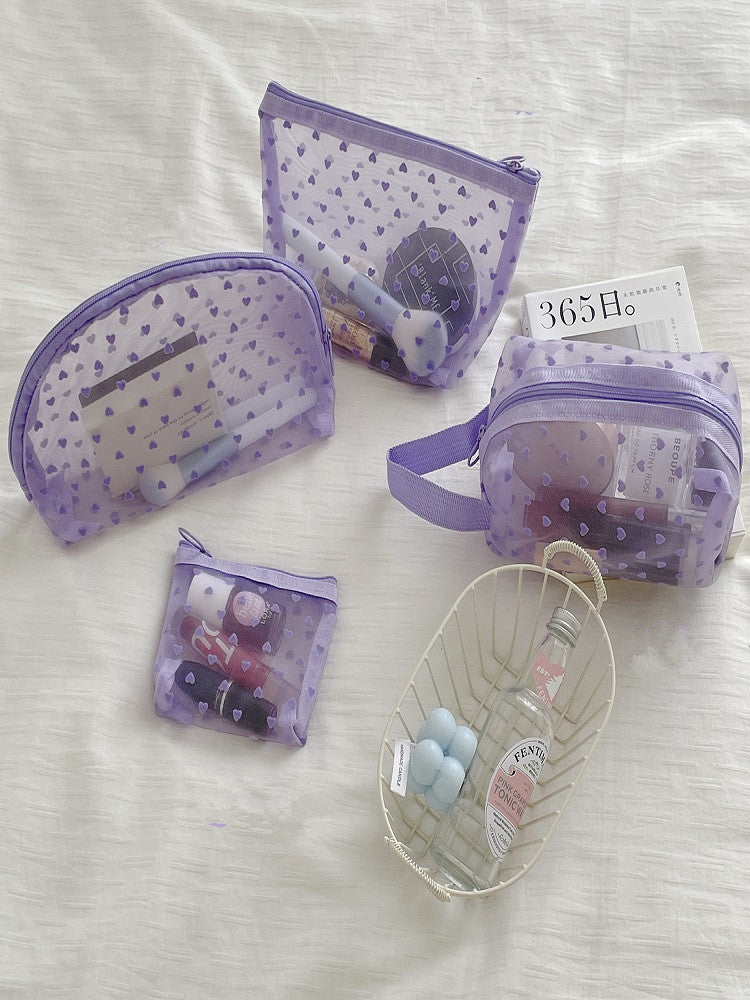 Purple Transparent Heart Makeup Bag-CALLISTARI