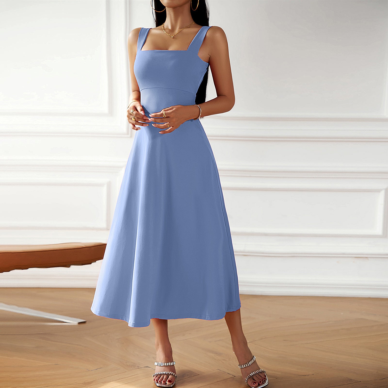 Brooklyn Square Neck Midi Dress-CALLISTARI