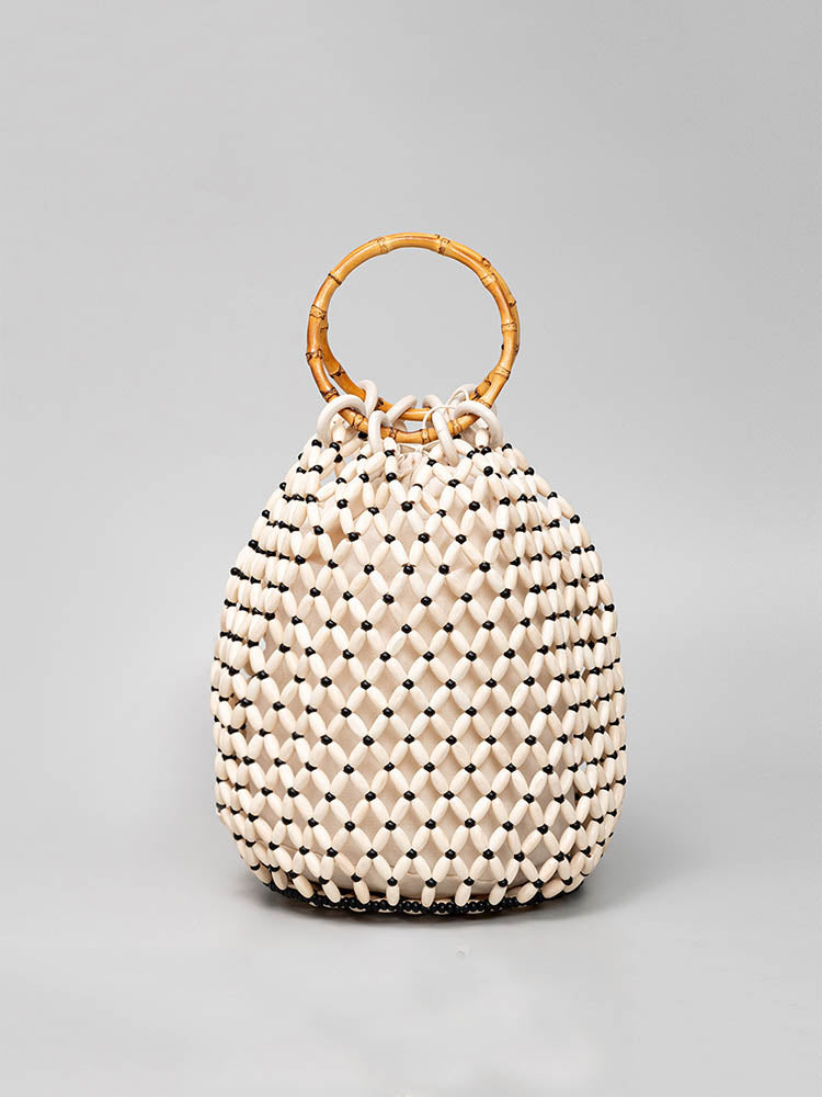 Handcrafted Wooden Bead Barrel Bag-CALLISTARI