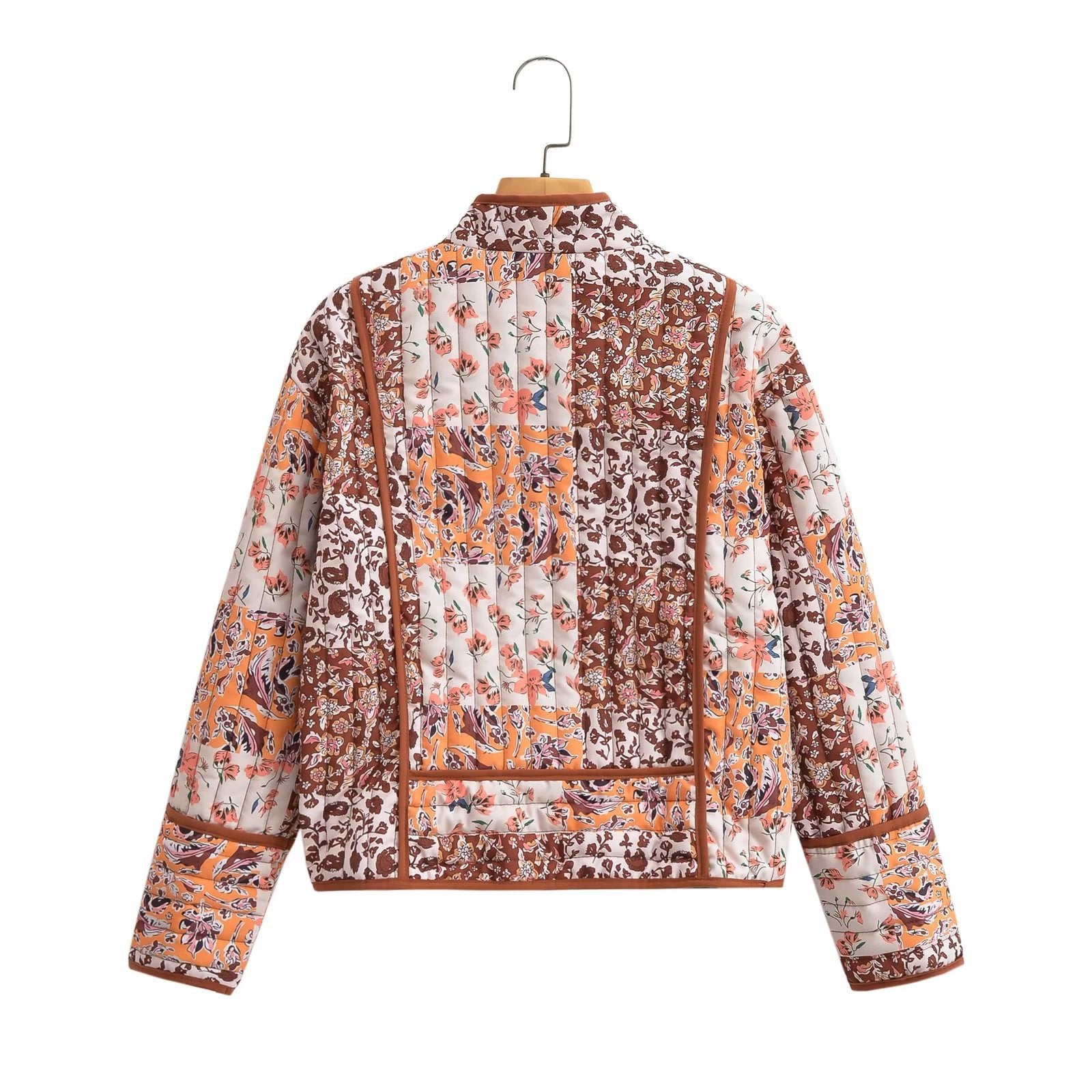 Floral Patchwork Print Drop Shoulder Jacket-CALLISTARI