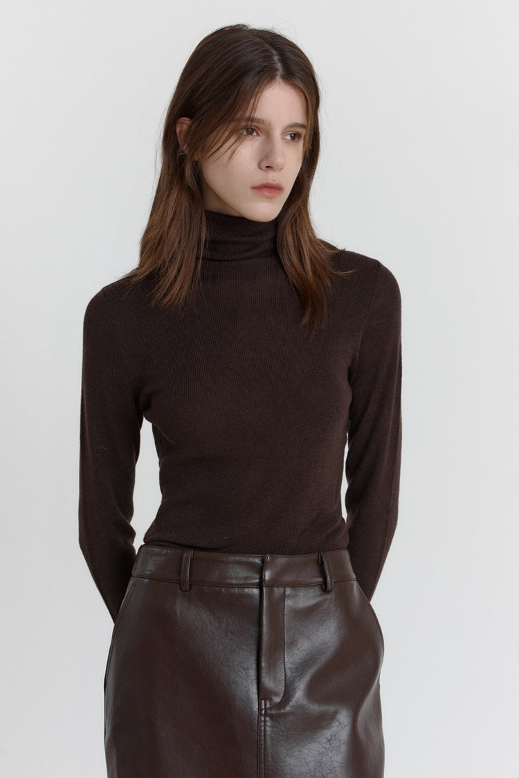 Wool Stretch Slim-Fit Turtleneck Sweater-CALLISTARI