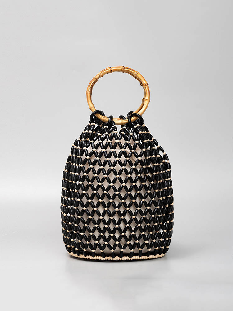 Handcrafted Wooden Bead Barrel Bag-CALLISTARI