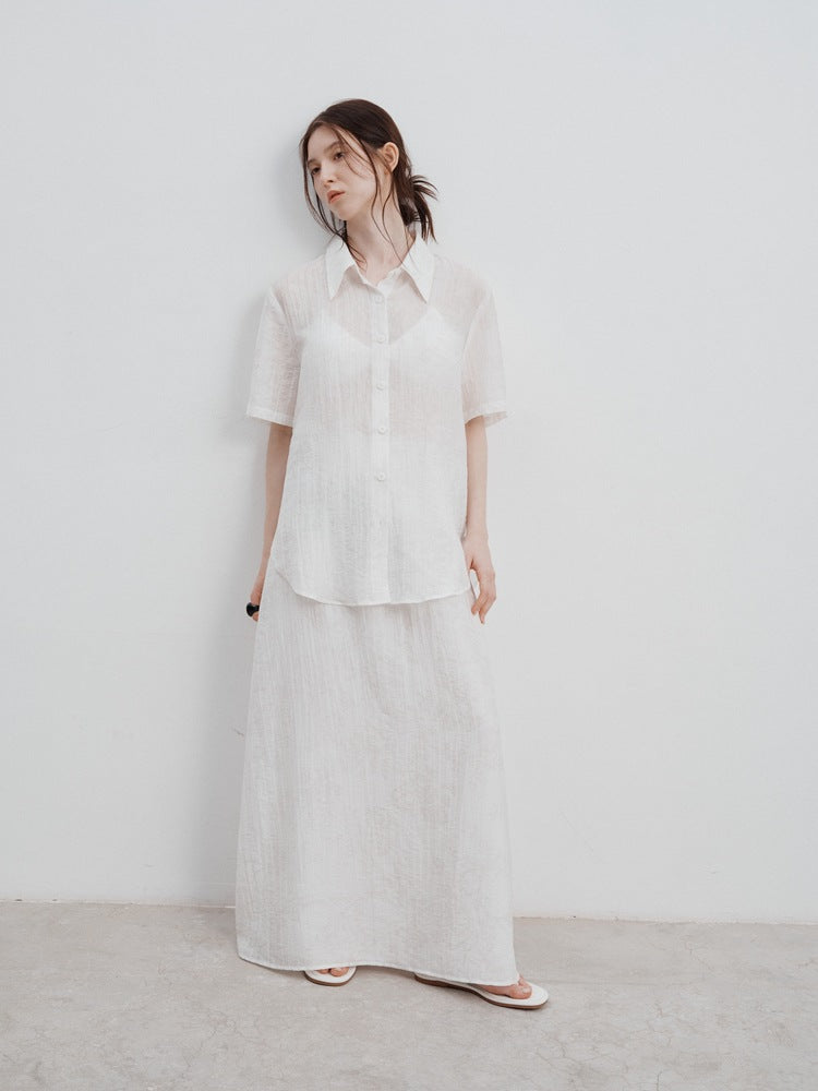 Jacquard Pattern Tencel Shirt-CALLISTARI