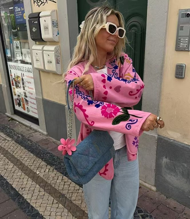 Cute Graffiti Style Print Thin Jacket-CALLISTARI