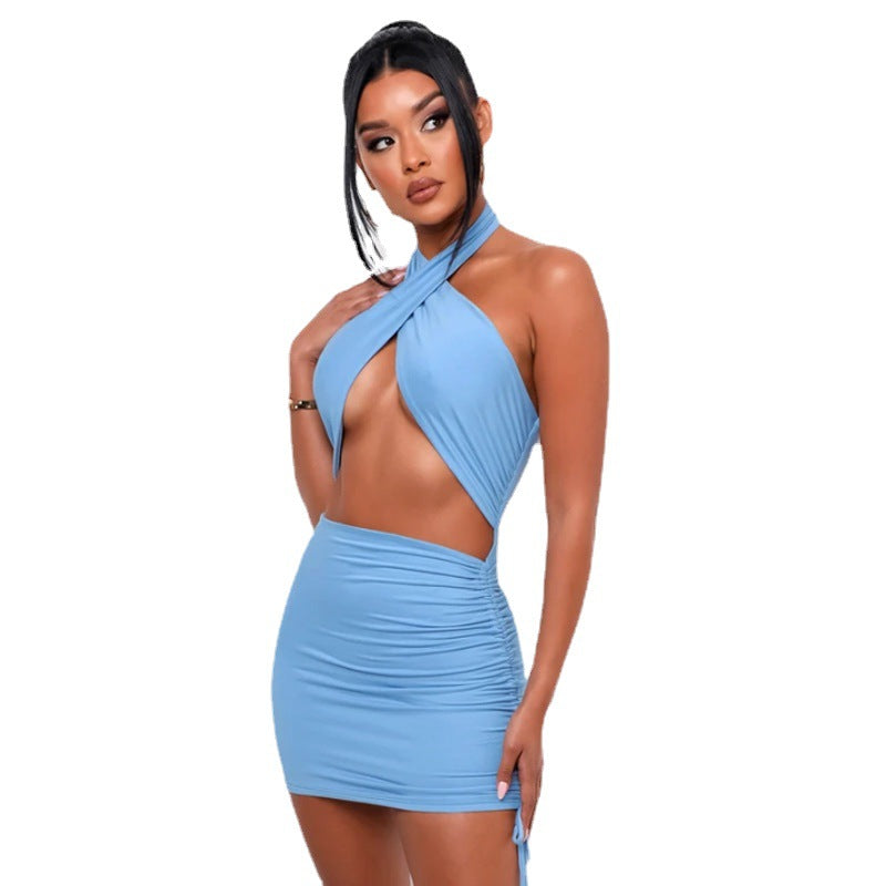 Sophia Cross-Halterneck Sheath Dress-CALLISTARI