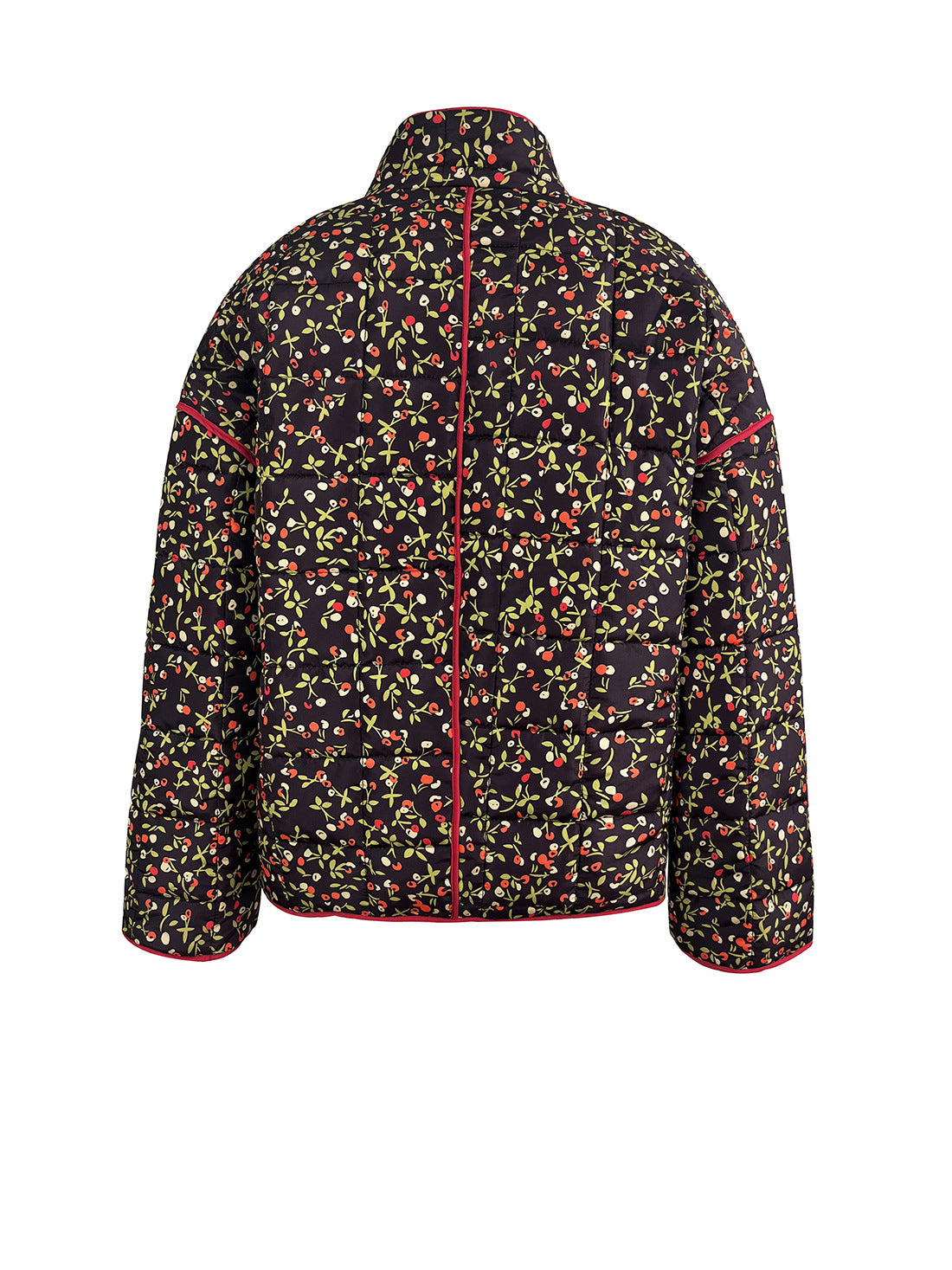 Flower Print Pocket Clip Cotton Drop Shoulder Jacket-CALLISTARI