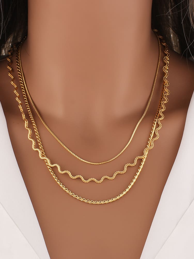 Textured Wave Chain Necklace-CALLISTARI