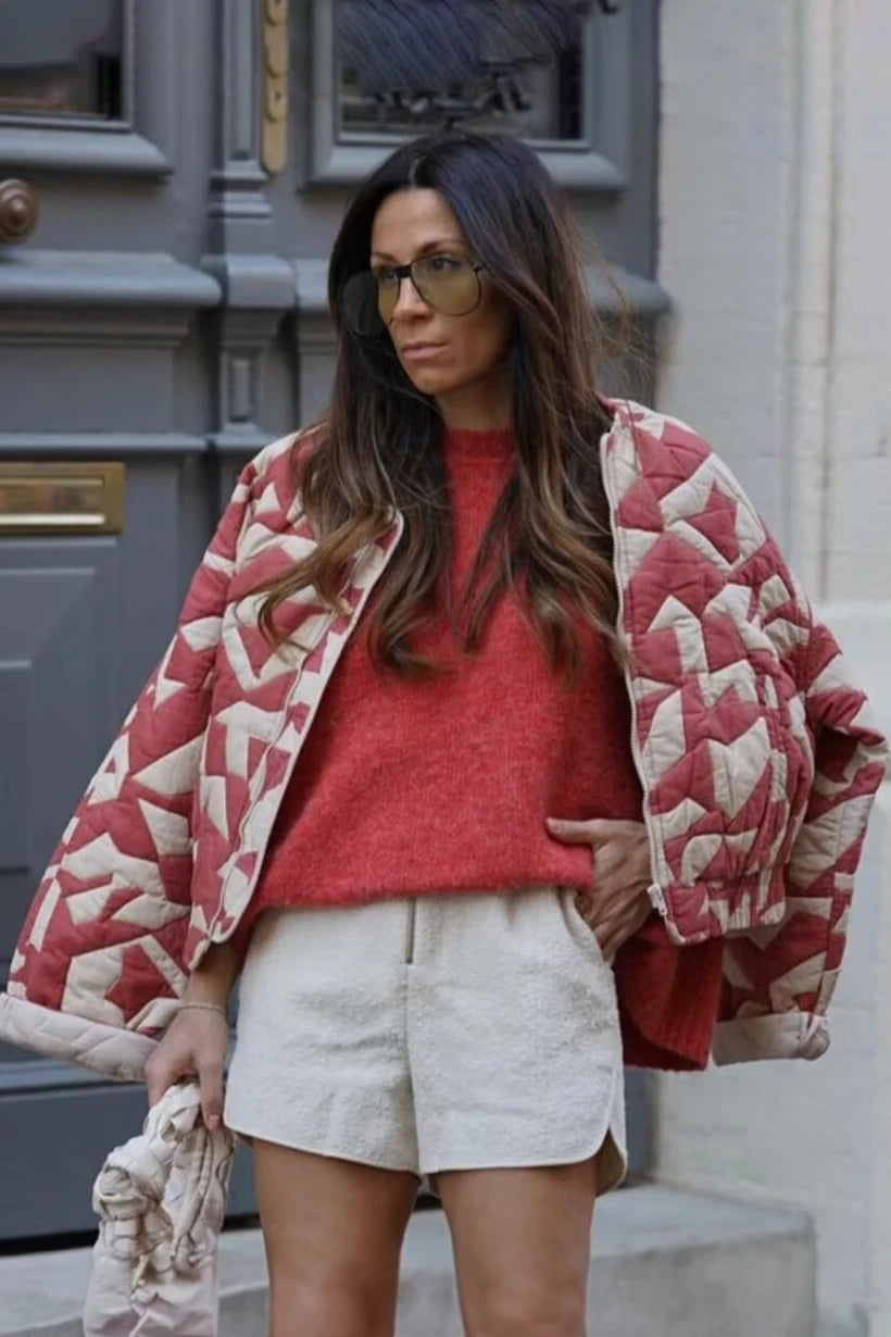 Pacino Patchwork Cropped Bomber Jacket-CALLISTARI