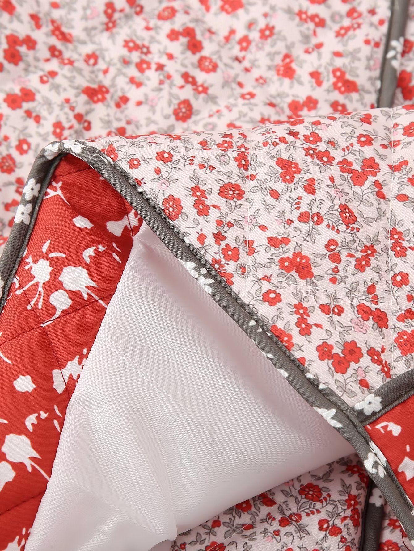 Ethnic style Floral Print Color Contrast Quilted Jacket-CALLISTARI