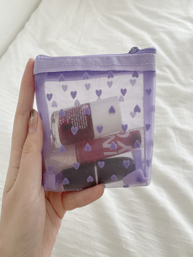 Purple Transparent Heart Makeup Bag-CALLISTARI