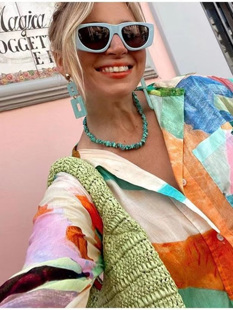 Relaxed Printed Pants Set-Mesadic