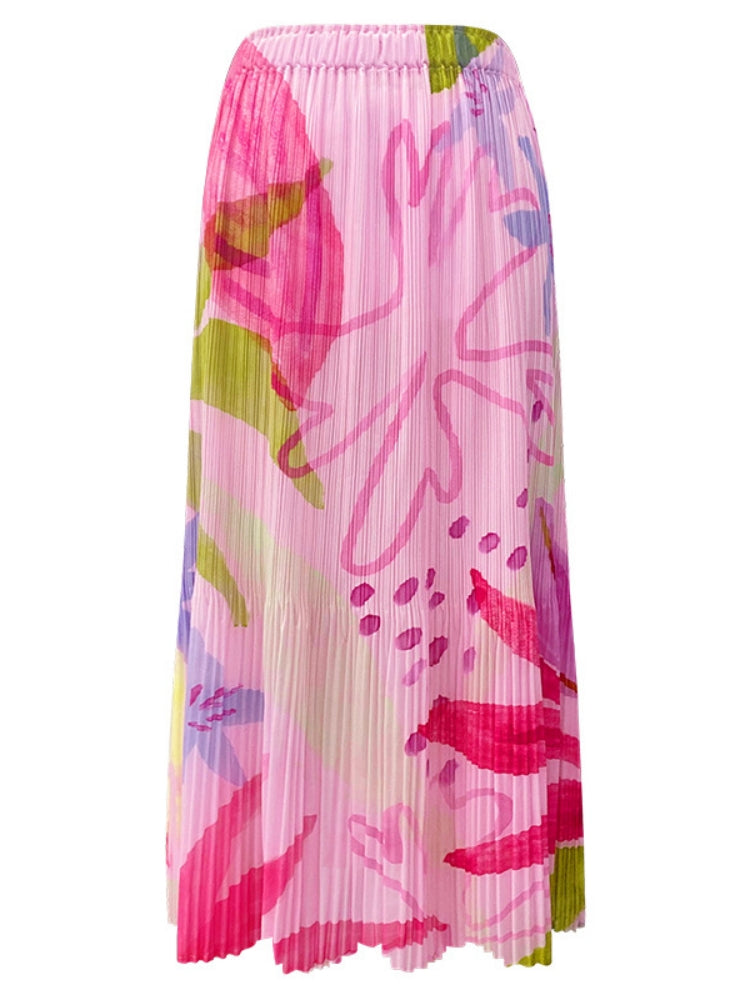 Slim printed pleated A skirt-CALLISTARI