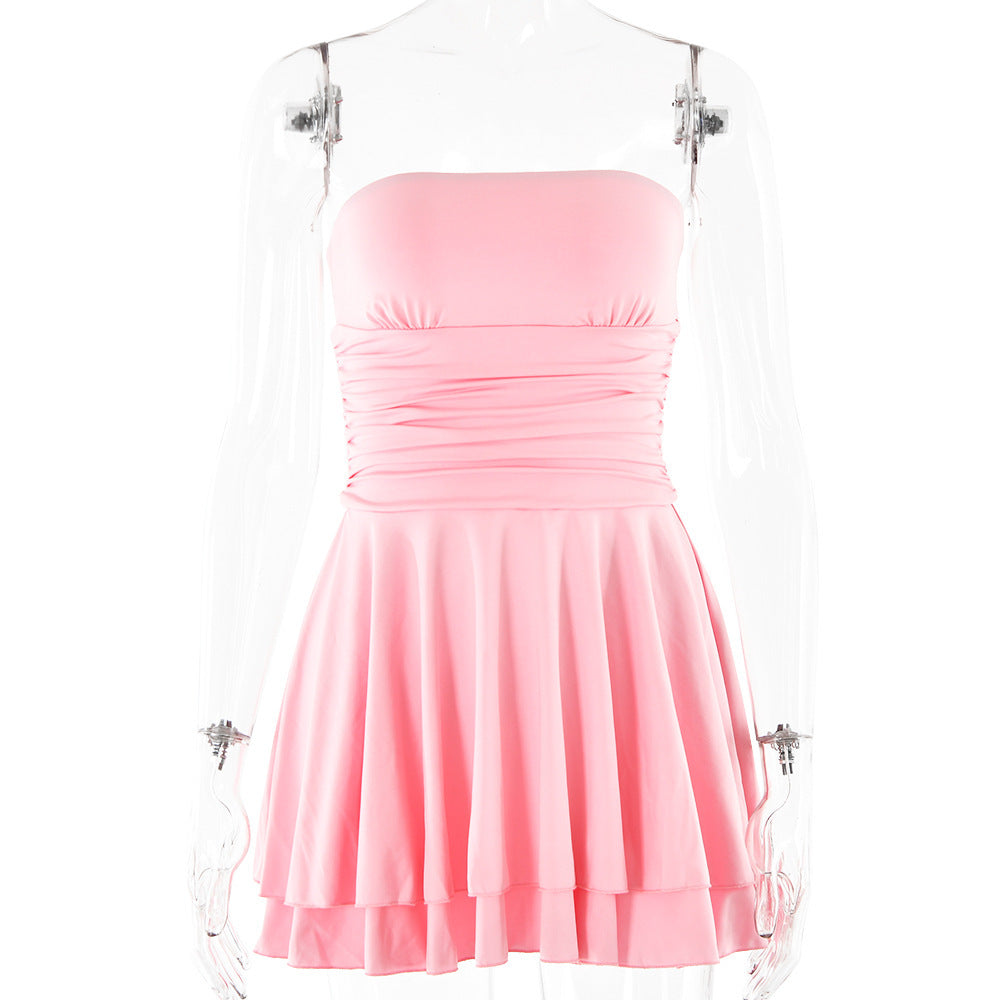 Off-neck Tube Top Backless High Waist Skirt-CALLISTARI