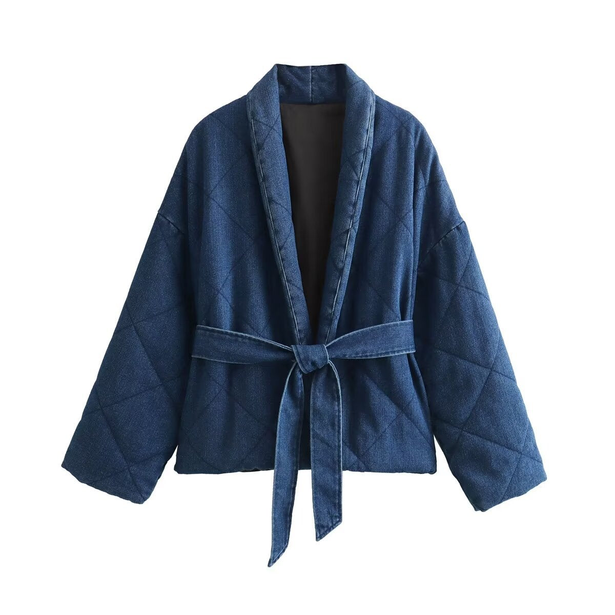 Denim Lace-Up Lapel Jacket-CALLISTARI