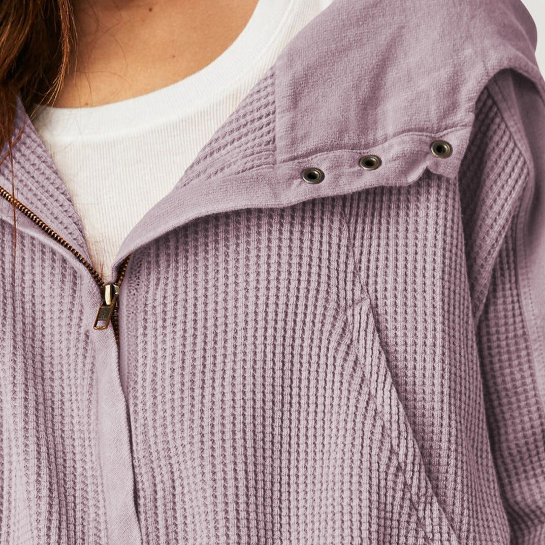 Casual Long Sleeve Zipper Hooded Sweatshirt-CALLISTARI