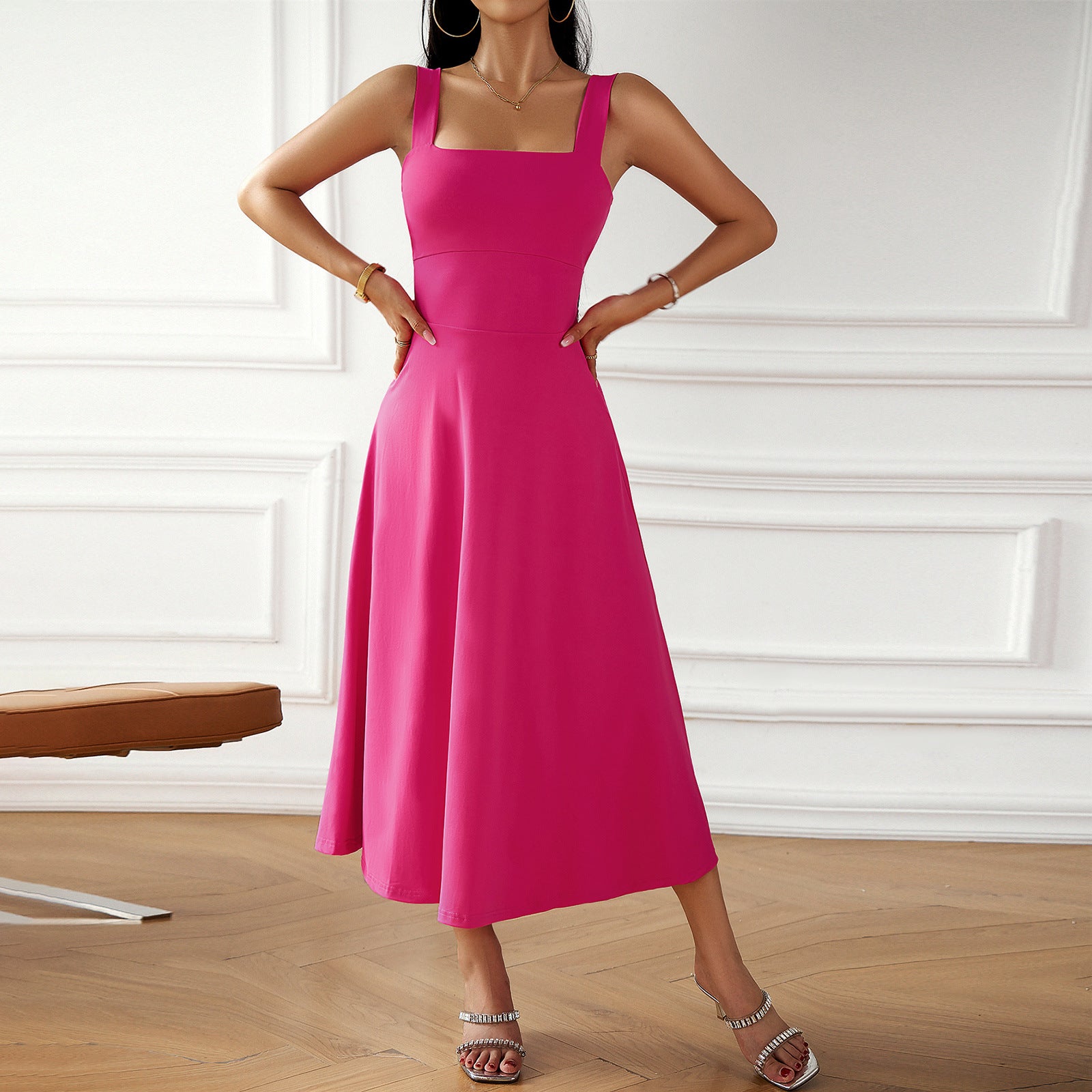 Brooklyn Square Neck Midi Dress-CALLISTARI
