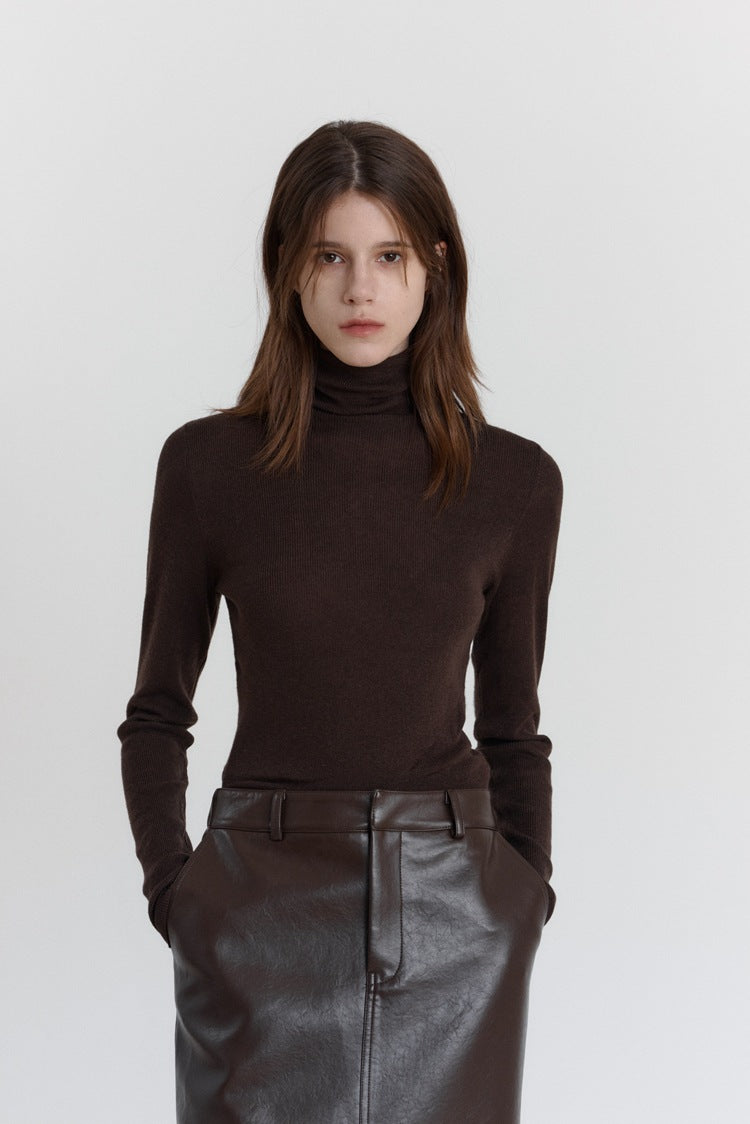 Wool Stretch Slim-Fit Turtleneck Sweater-CALLISTARI