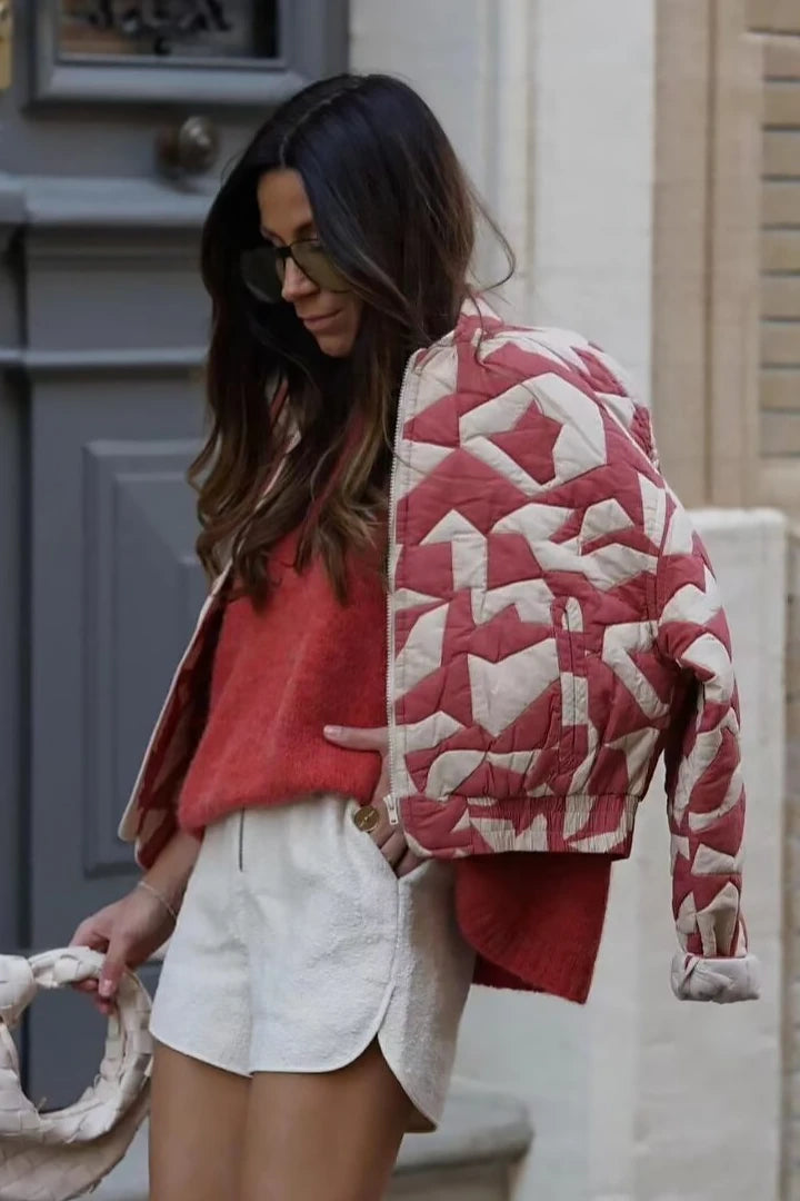 Pacino Patchwork Cropped Bomber Jacket-CALLISTARI