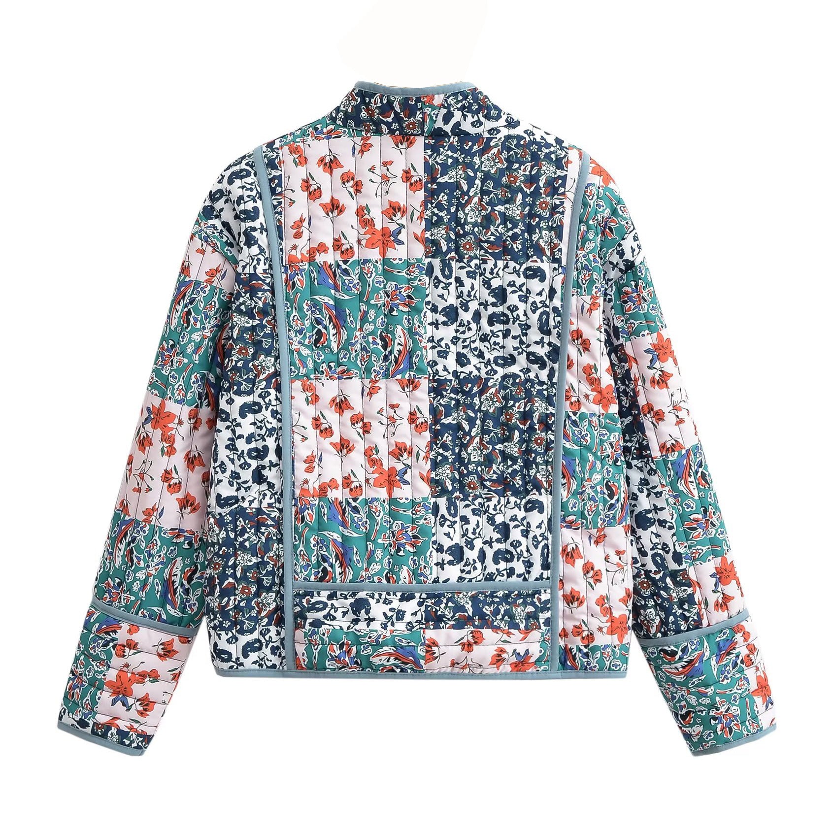 Floral Patchwork Print Drop Shoulder Jacket-CALLISTARI