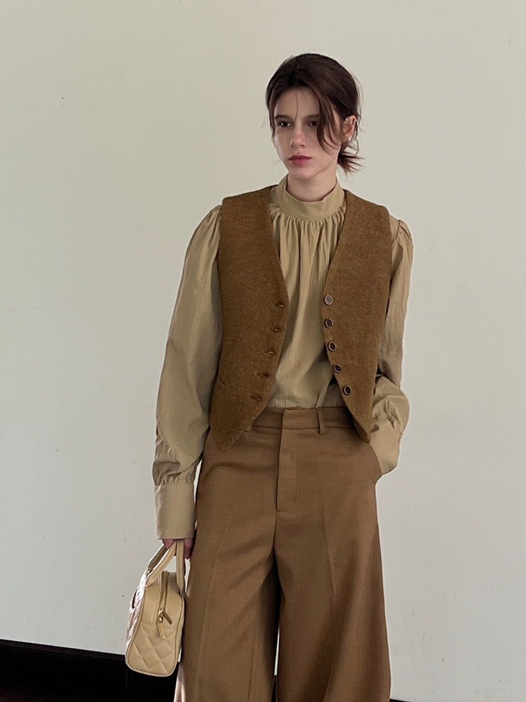 French V-Neck Wool Vest-CALLISTARI