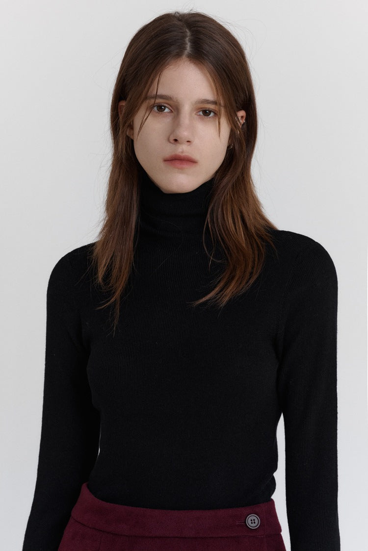 Wool Stretch Slim-Fit Turtleneck Sweater-CALLISTARI