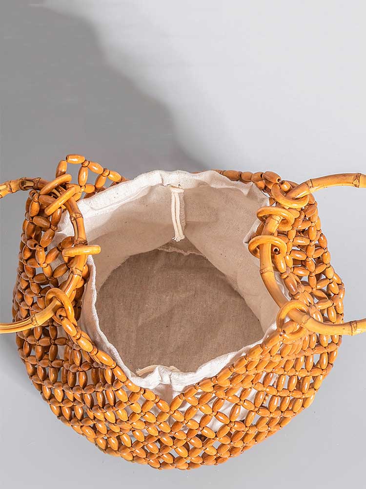 Handcrafted Wooden Bead Barrel Bag-CALLISTARI