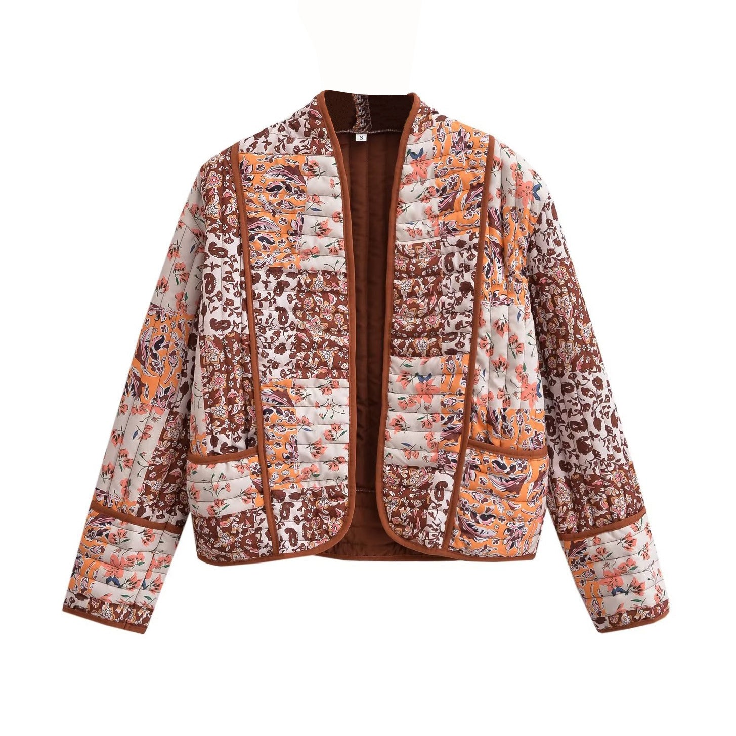 Floral Patchwork Print Drop Shoulder Jacket-CALLISTARI