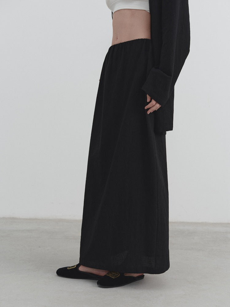 Casual Cotton Linen Split Hem Skirt-CALLISTARI