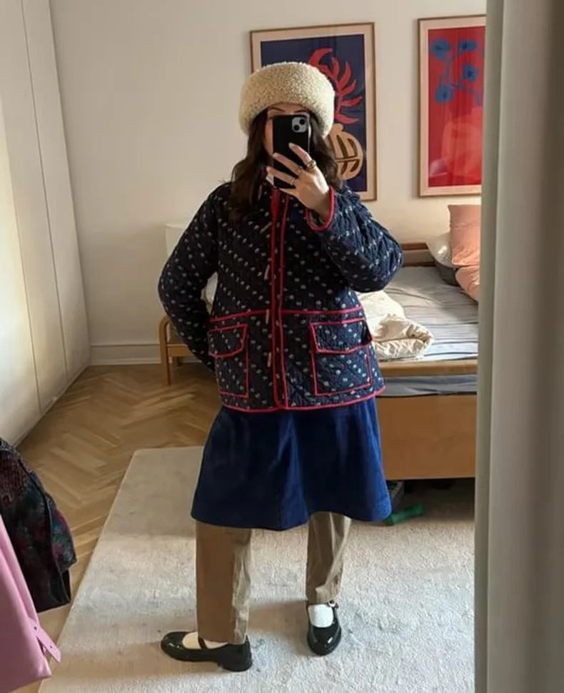 Floral Print Color Patchwork Jacket-CALLISTARI