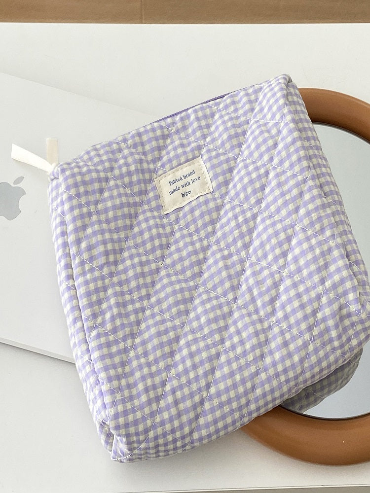 Blueberry Grid Makeup Bag-CALLISTARI