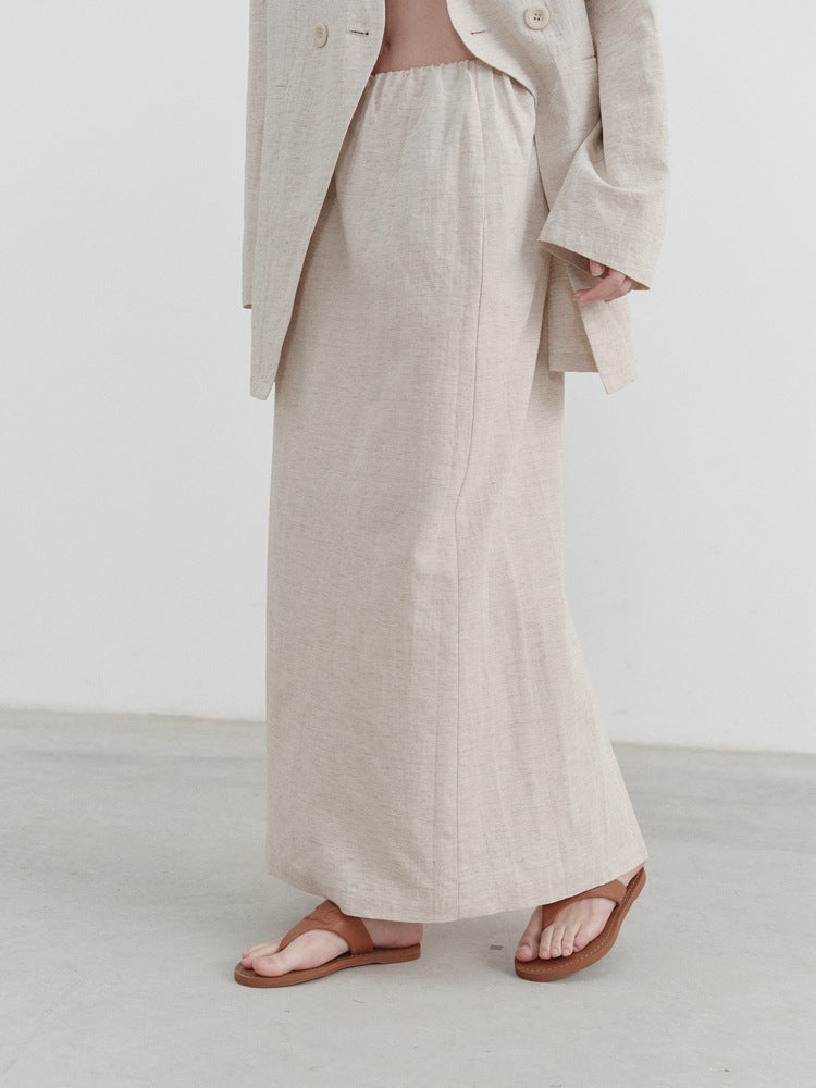 Casual Cotton Linen Split Hem Skirt-CALLISTARI