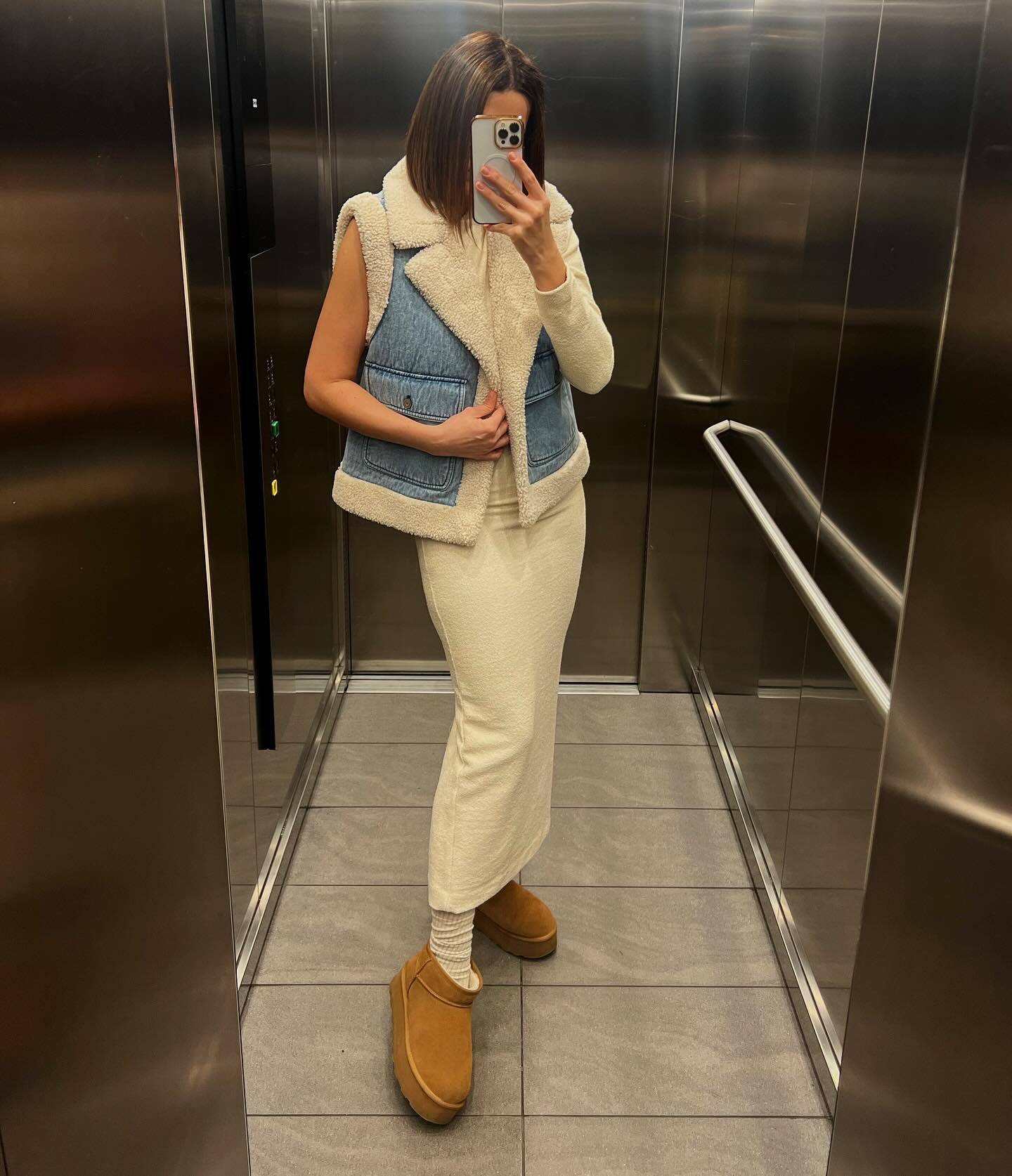 Denim Imitation Wool Waistcoat-CALLISTARI