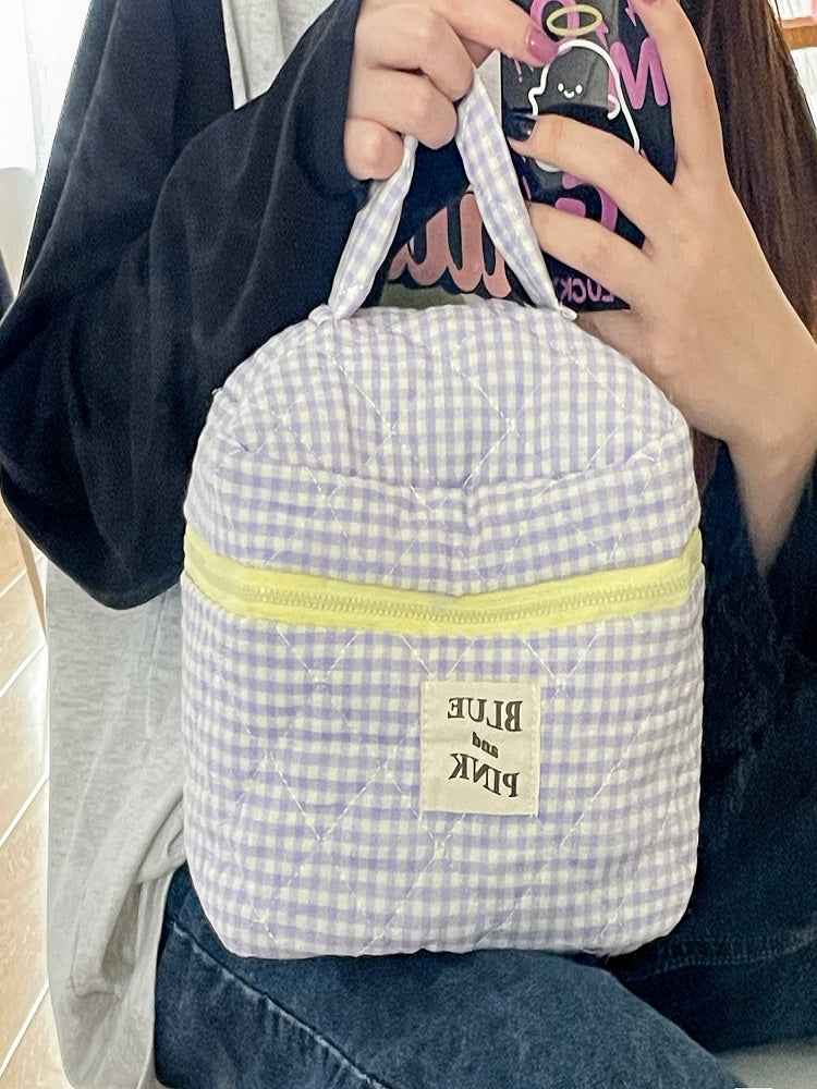 Blueberry Grid Makeup Bag-CALLISTARI