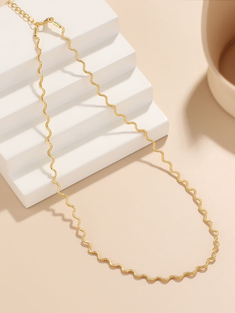 Textured Wave Chain Necklace-CALLISTARI
