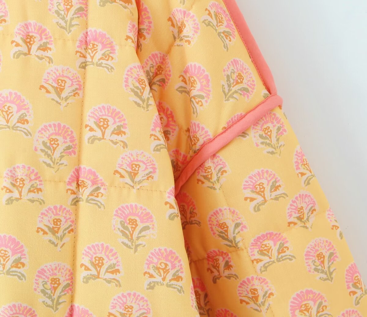 Floral Print Stand Collar Patchwork Jacket-CALLISTARI