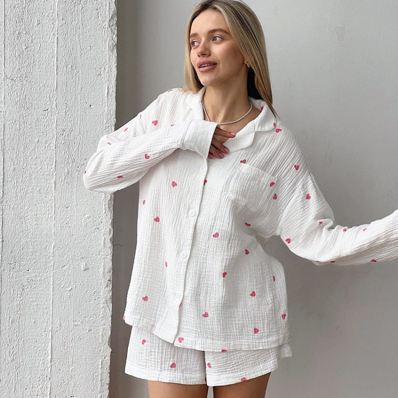 Fashion Heart Printing Pajamas Two-piece Casual-CALLISTARI