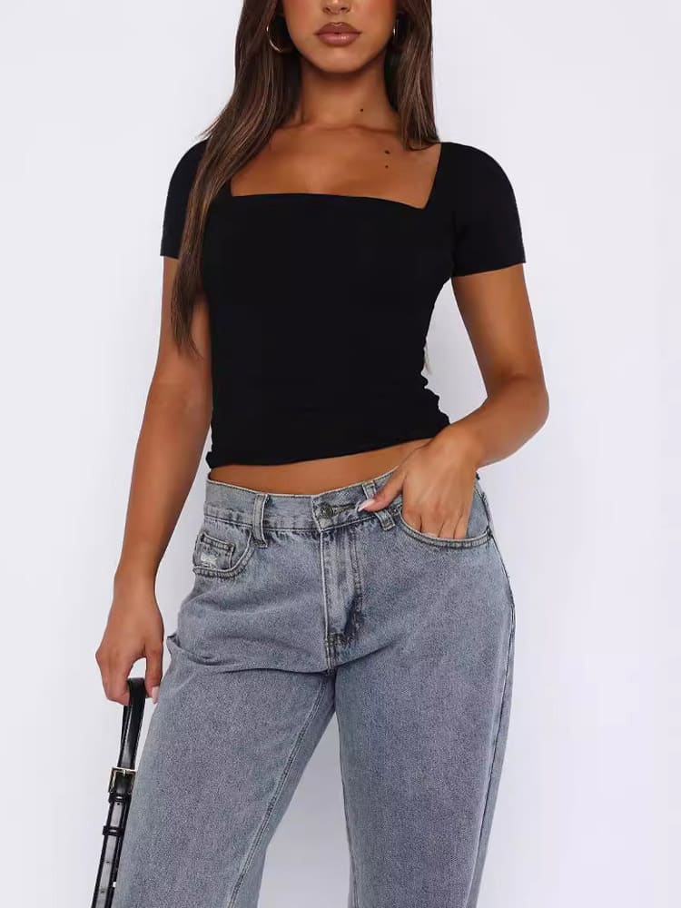 Square Neck Short Sleeve Tee-CALLISTARI