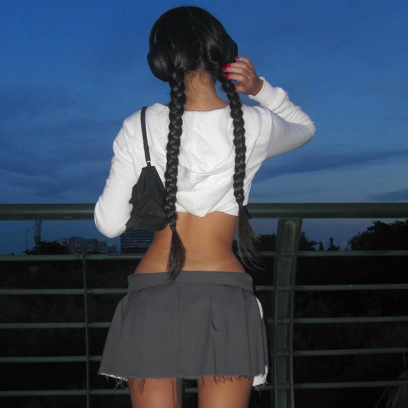 Stylish Cropped Zipper Cardigan Hoodie-CALLISTARI