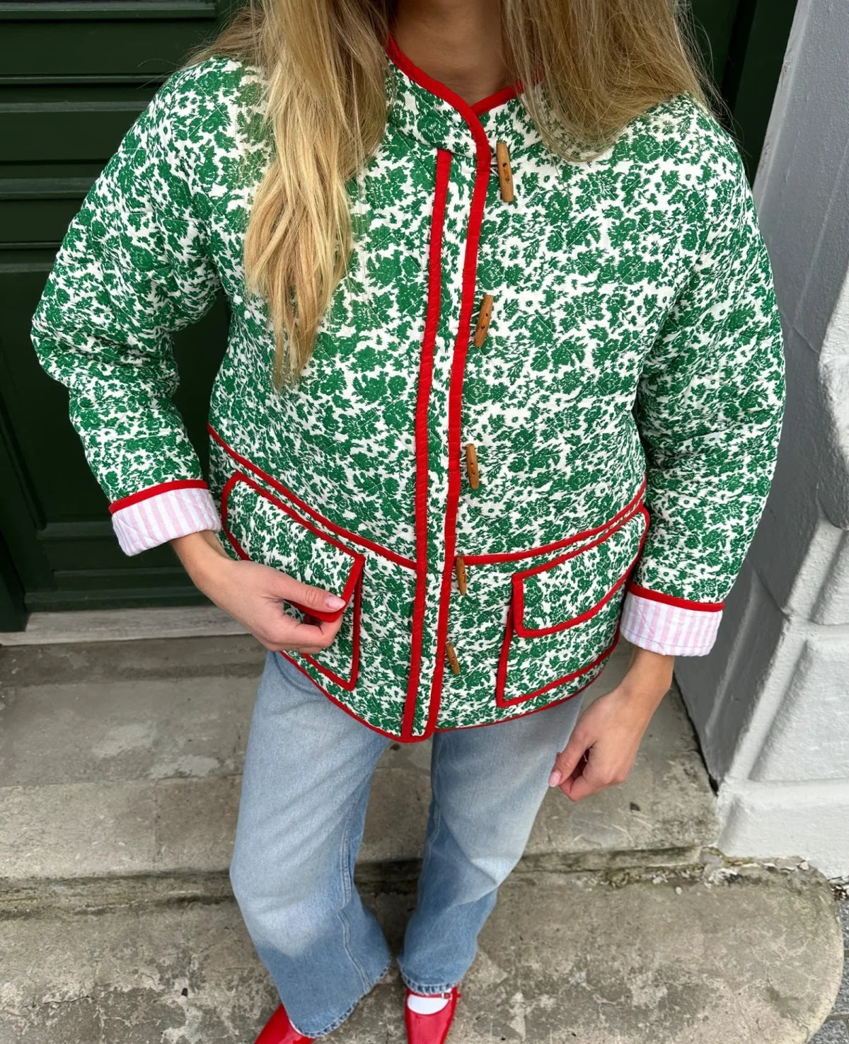 Floral Print Color Patchwork Jacket-CALLISTARI