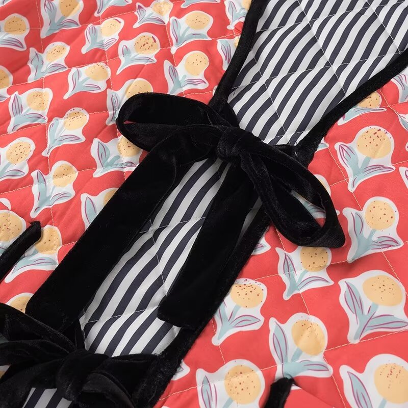 Cute Floral Print Bow Lace-Up Jacket-CALLISTARI