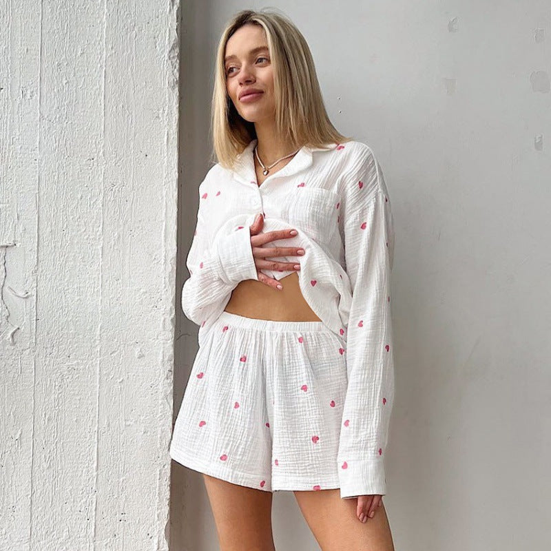 Fashion Heart Printing Pajamas Two-piece Casual-CALLISTARI