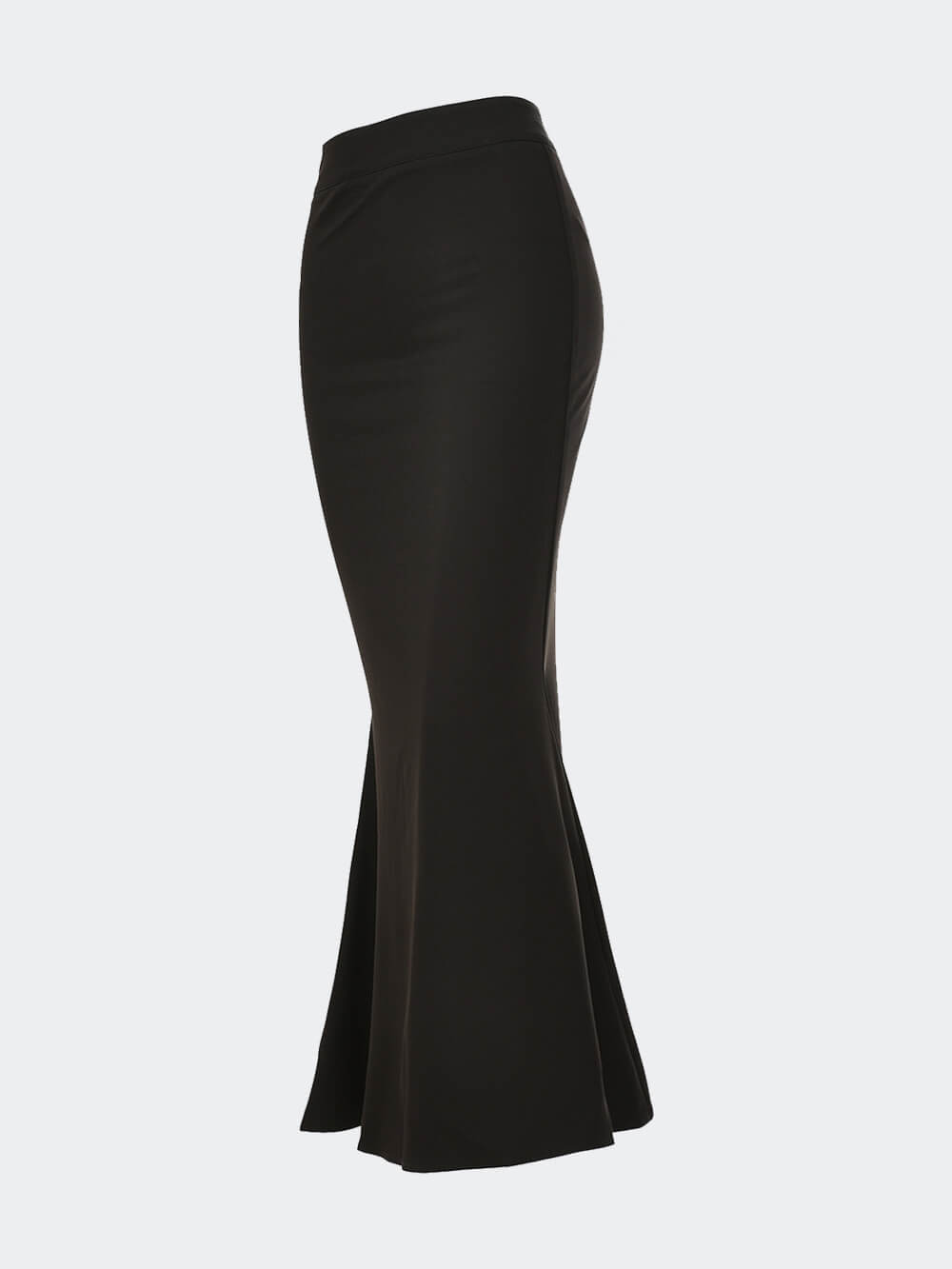 Black Long Satin High Waist Fishtail Skirt-CALLISTARI
