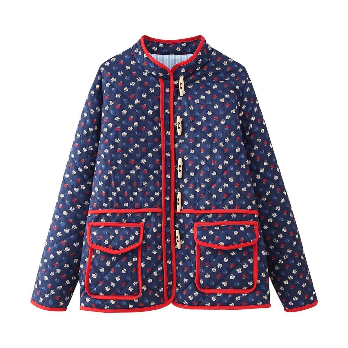 Floral Print Color Patchwork Jacket-CALLISTARI